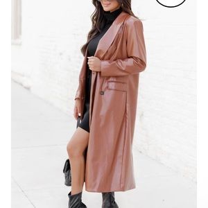 NEW brown faux leather trench coat